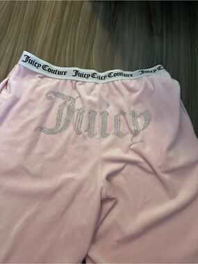 Juicy Couture Light Pink Velour Rhinestone Logo Pants